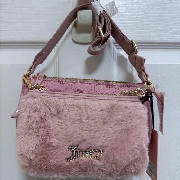 NWT Juicy Couture Double Trouble Pink Crossbody Bag - Picture 3 of 7